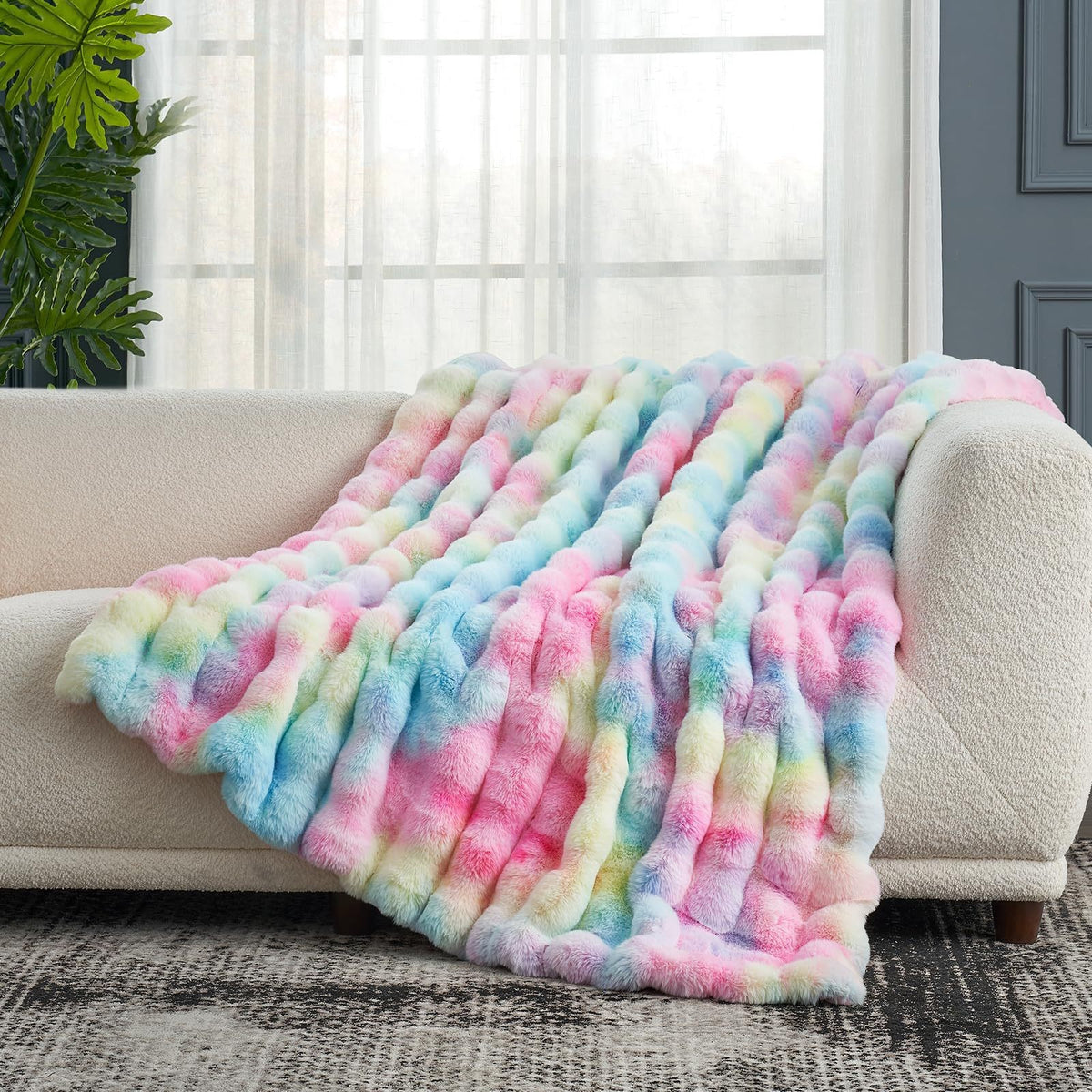 Faux Fur and Bubble Fleece Throw