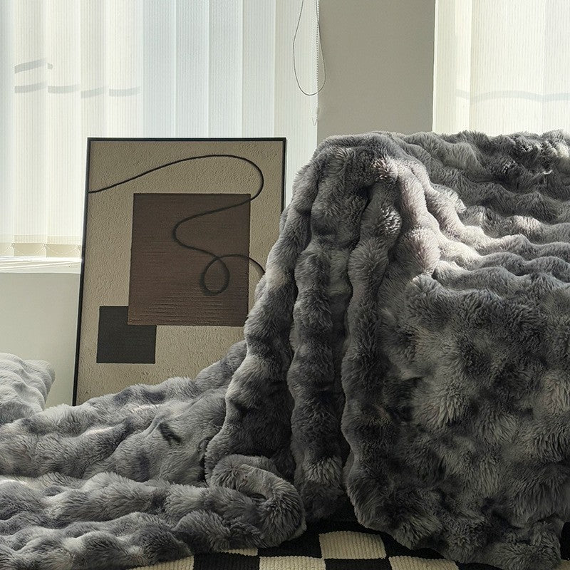 Faux Fur and Bubble Fleece Throw