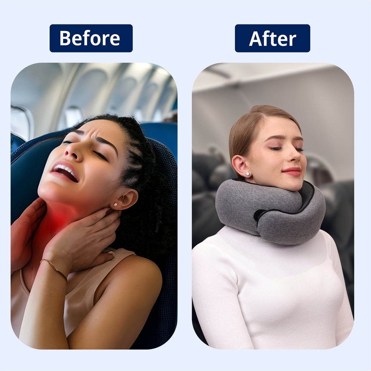Memory Foam Travel Neck Pillow with Carry Bag