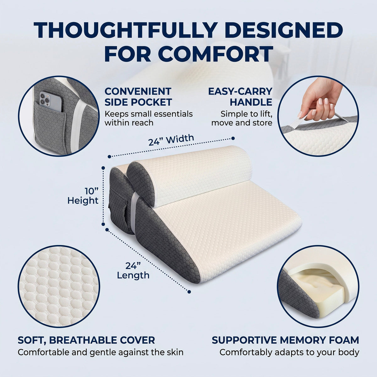 Quiet Tilt Incline Wedge Pillow