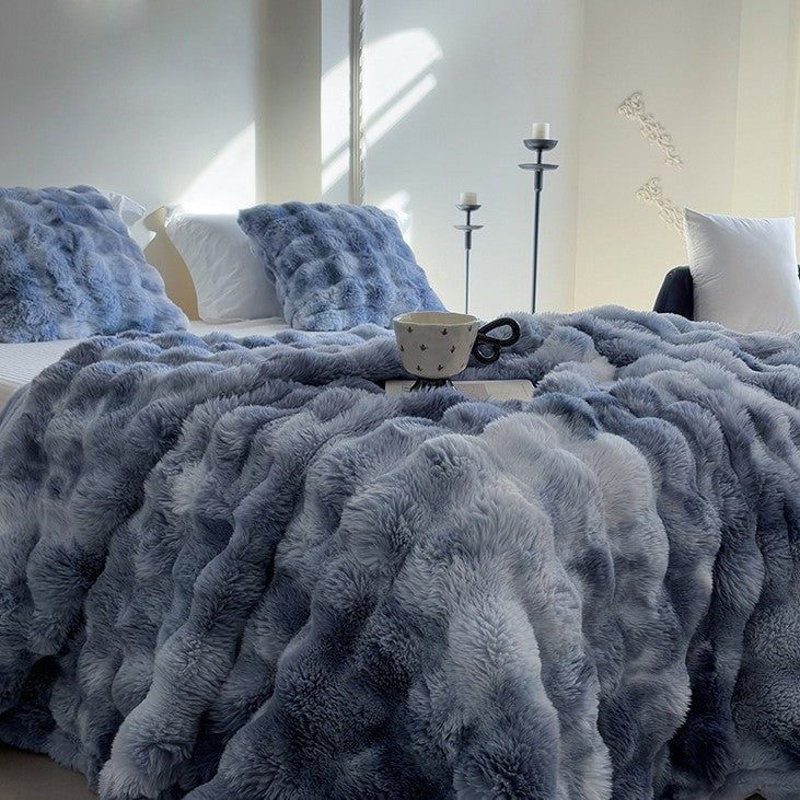 Faux Fur and Bubble Fleece Throw