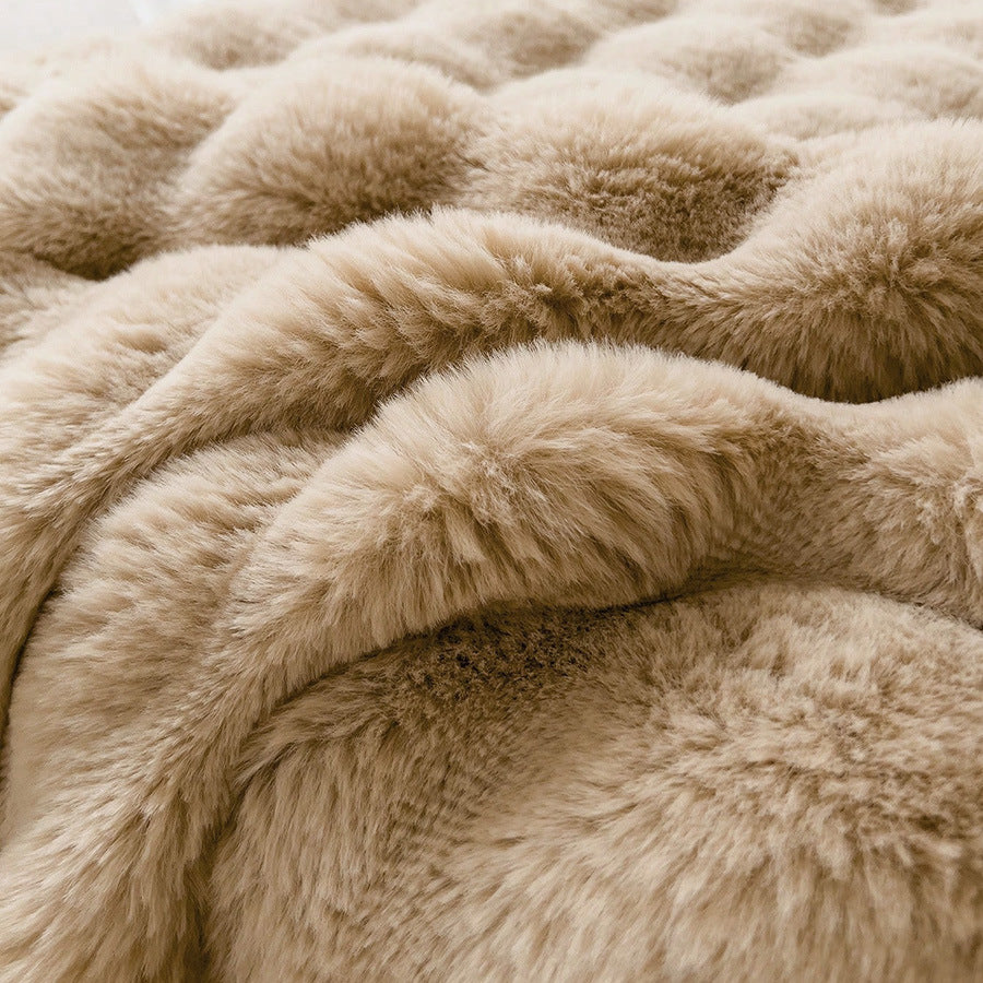 Faux Fur and Bubble Fleece Throw