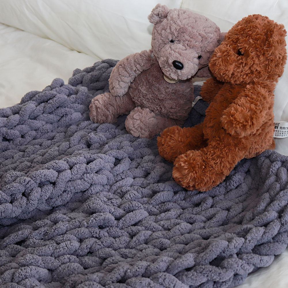 Chunky Chenille Knit Throw Blanket