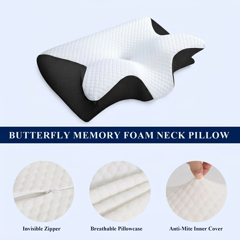 Butterfly Memory Foam Cervical Pillow, Buy 1 Get 1 Free