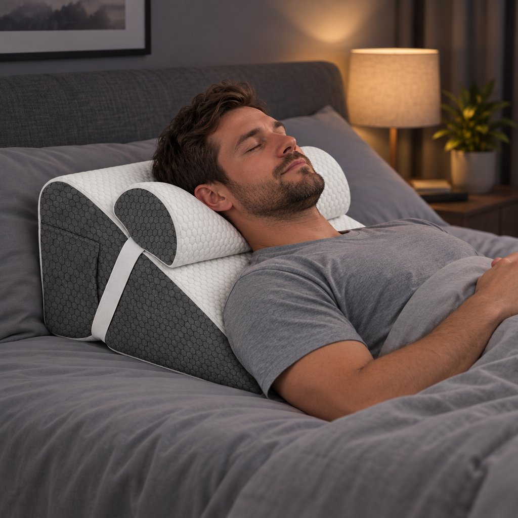 Sleeping on the Quiet Tilt Anti-Snoring Wedge Pillow