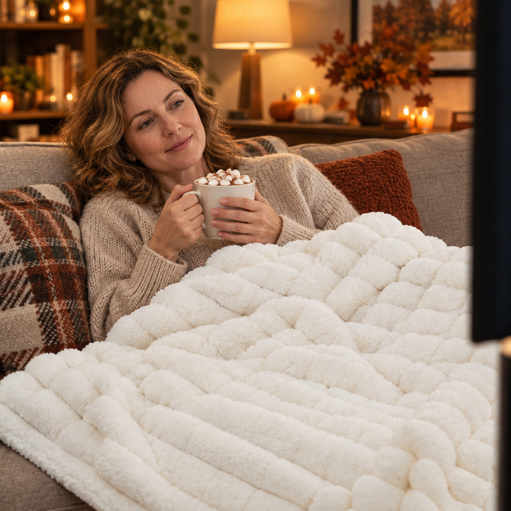 Snuggling under The Original Fleece Blanket