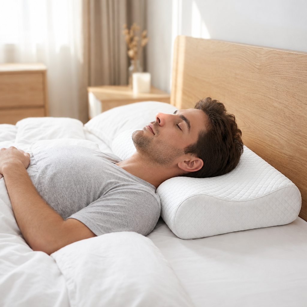 Sleeping on the Cervical Pillow for Neck Support