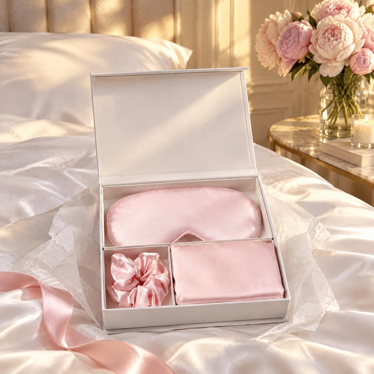 Satin Sleep Gift Set in Light Pink