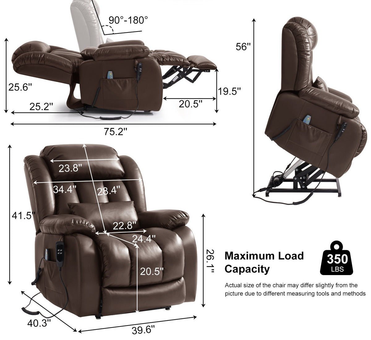 Latitude Run Lay-Flat Power Lift Recliner | Dual Motor, Heat & Massage, 350 lb