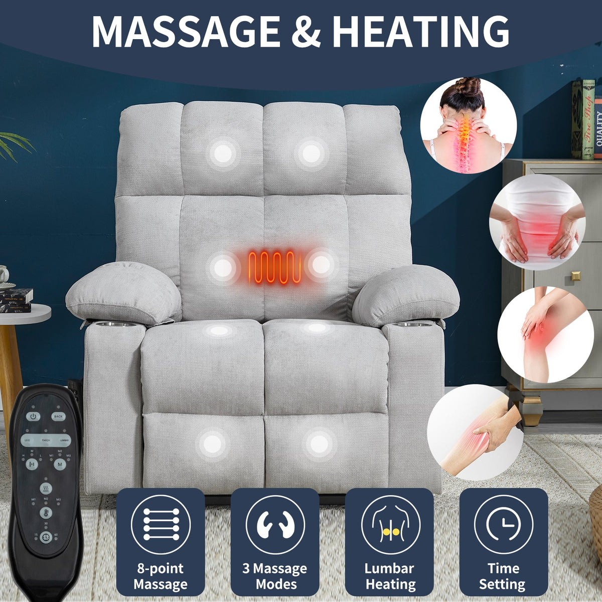 Dual Motor Power Lift Recliner | Infinite Position, Beige Chenille, 350 lb