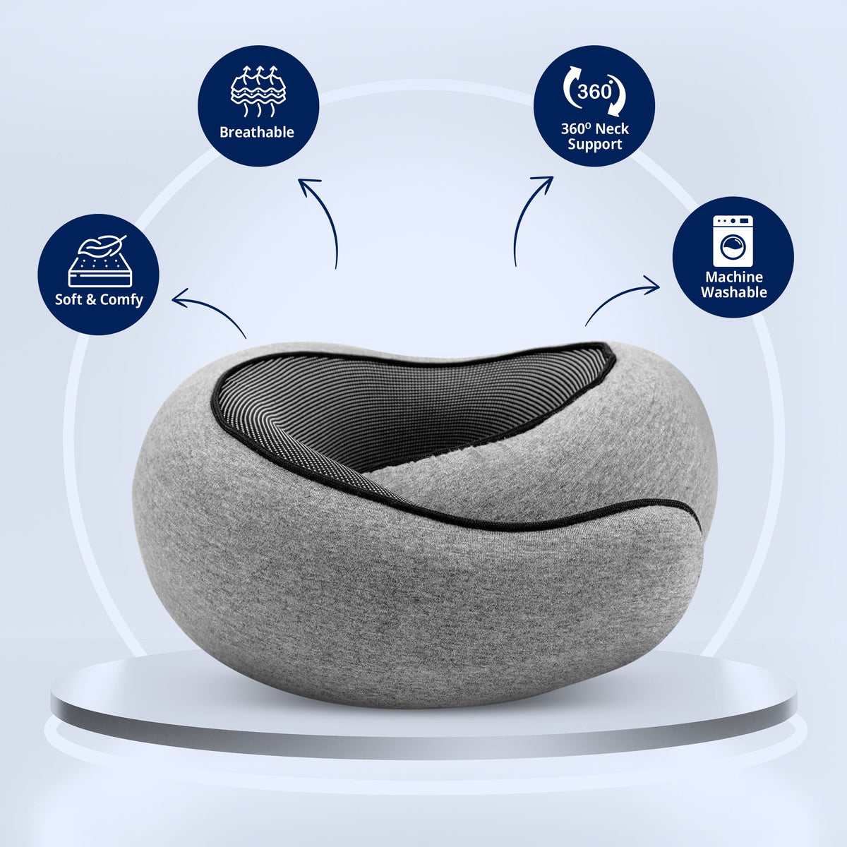 Memory Foam Travel Neck Pillow with Carry Bag