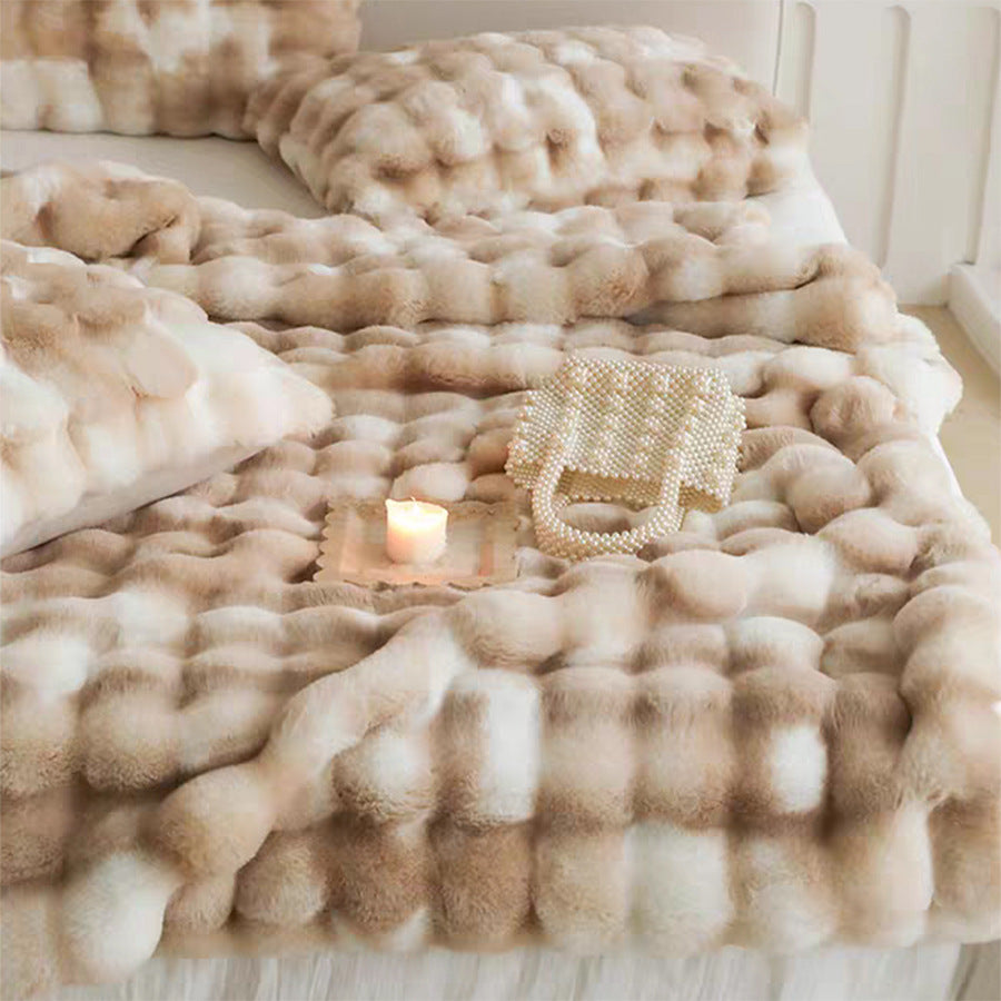 Faux Fur and Bubble Fleece Throw