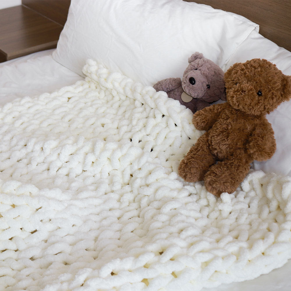 Chunky Chenille Knit Throw Blanket