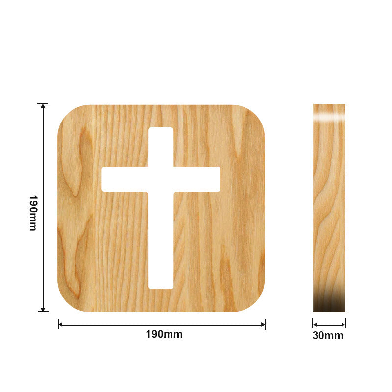 Solid Wood LED Cross Night Lamp