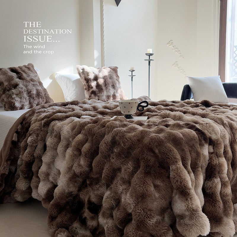 Faux Fur and Bubble Fleece Throw