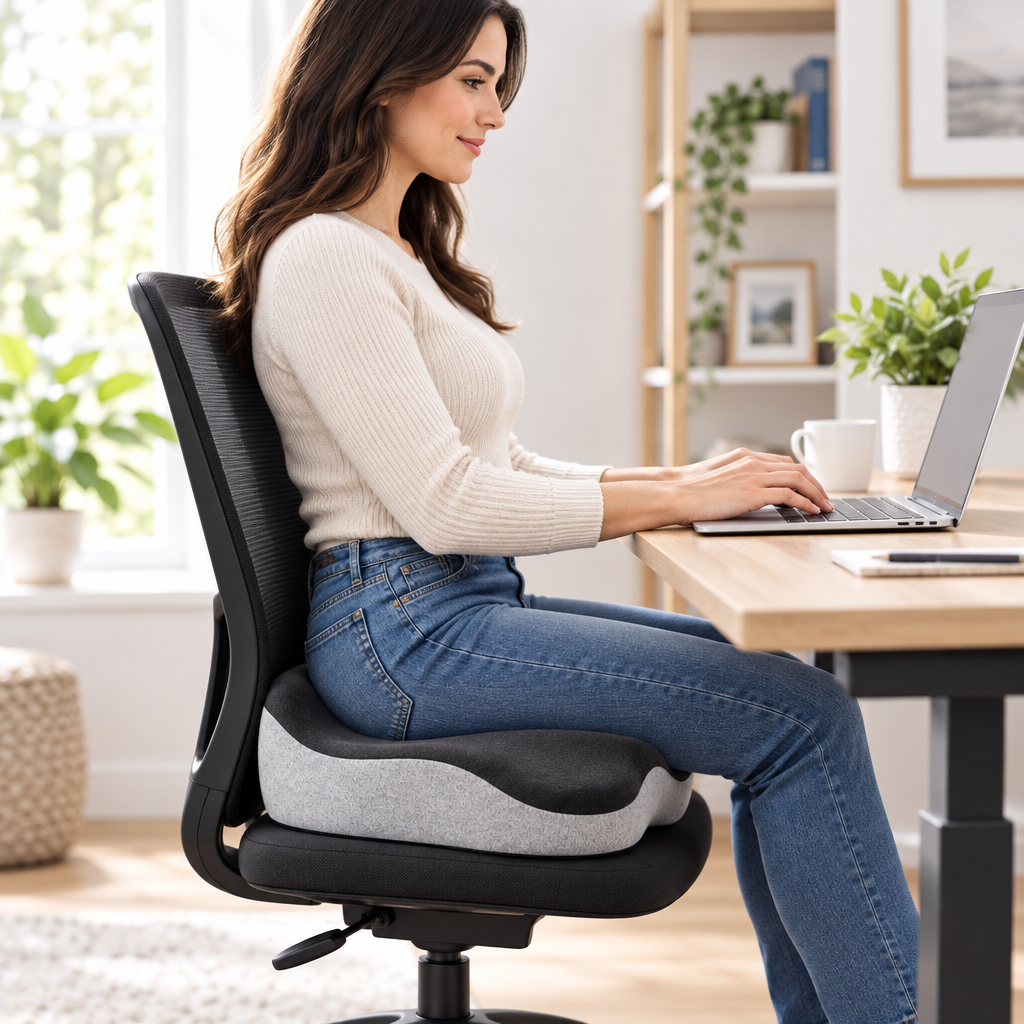 Comfy Sleepers Ortho Seat Cushion on an office chair