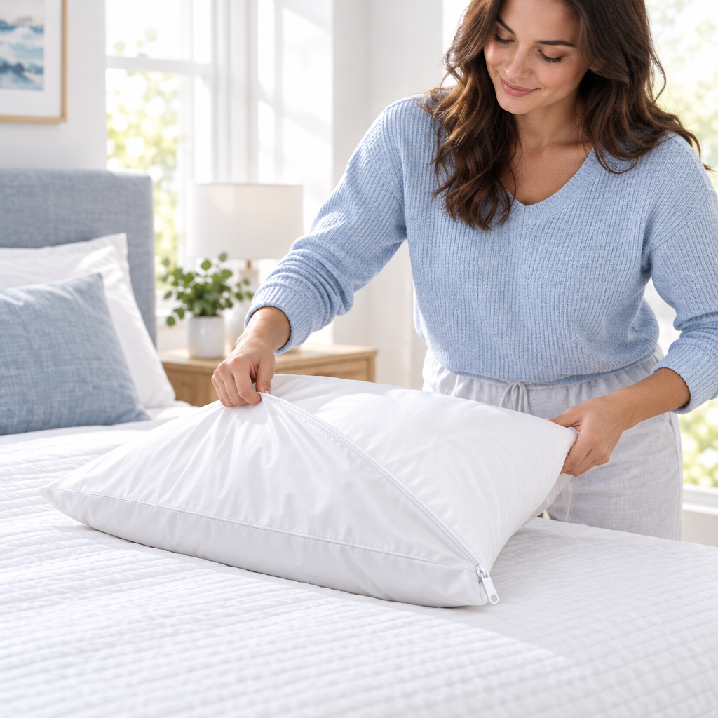 Putting on the Waterproof Pillow Protector