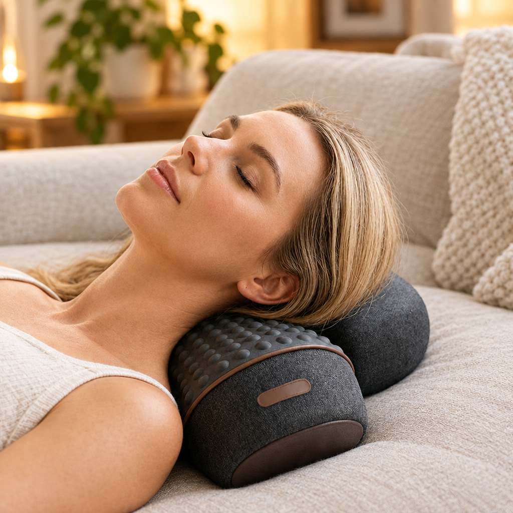 Relaxing on the Neck & Shoulder Traction Massager Pillow
