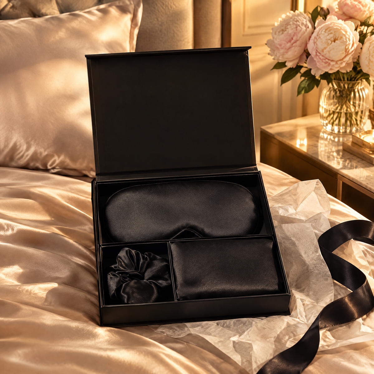 Satin Sleep Gift Set in Black
