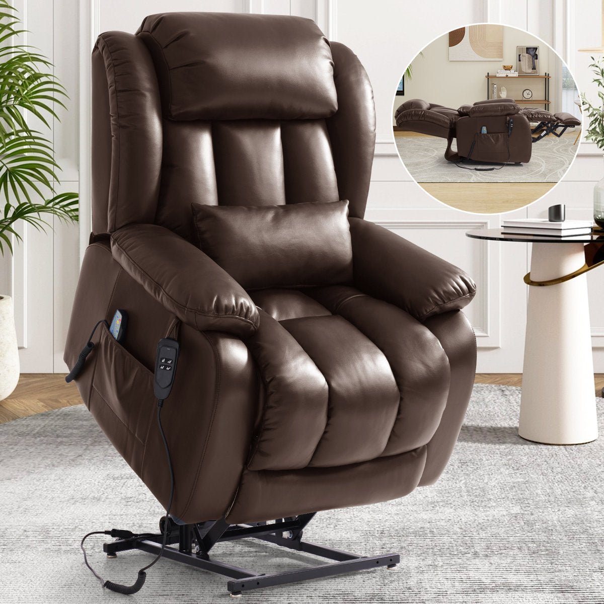 Latitude Run Lay-Flat Power Lift Recliner | Dual Motor, Heat & Massage, 350 lb