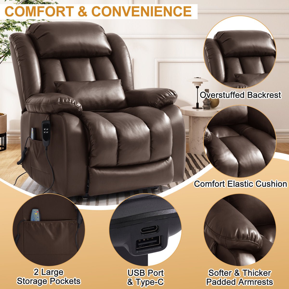 Latitude Run Lay-Flat Power Lift Recliner | Dual Motor, Heat & Massage, 350 lb